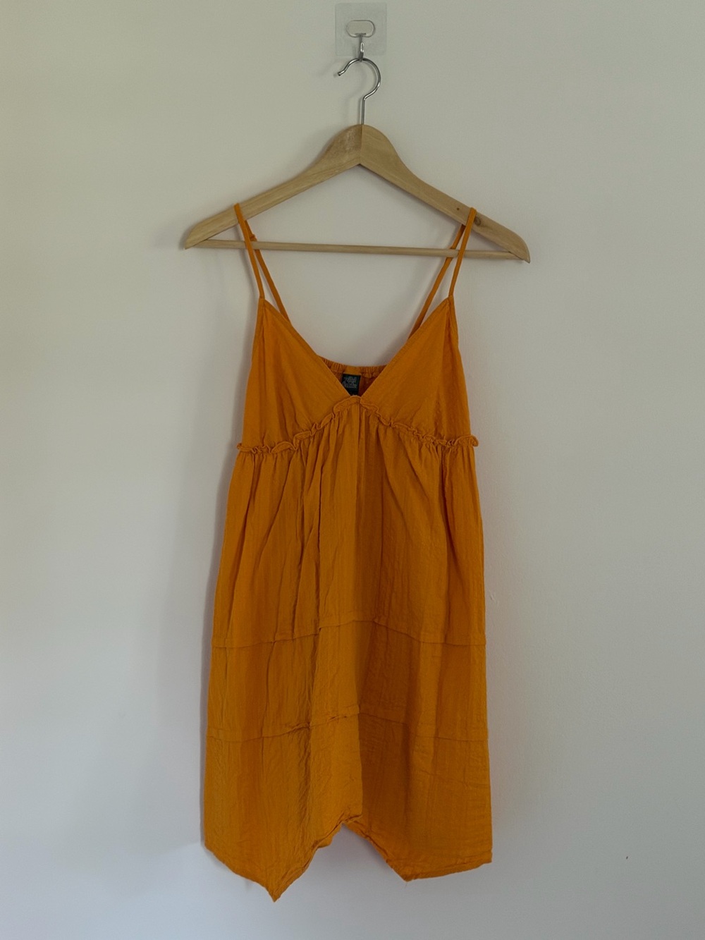 100% Cotton Orange Spaghetti-Strap Summer Dress